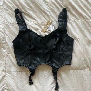 PLEATHER CORSET TOP! NEW WITH TAGS